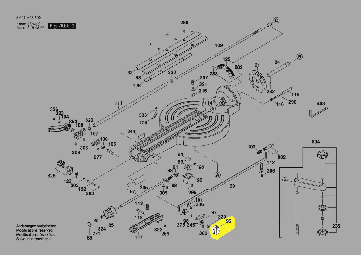 Bouton réglage inclinaison réf. 1 609 B00 284 Bosch